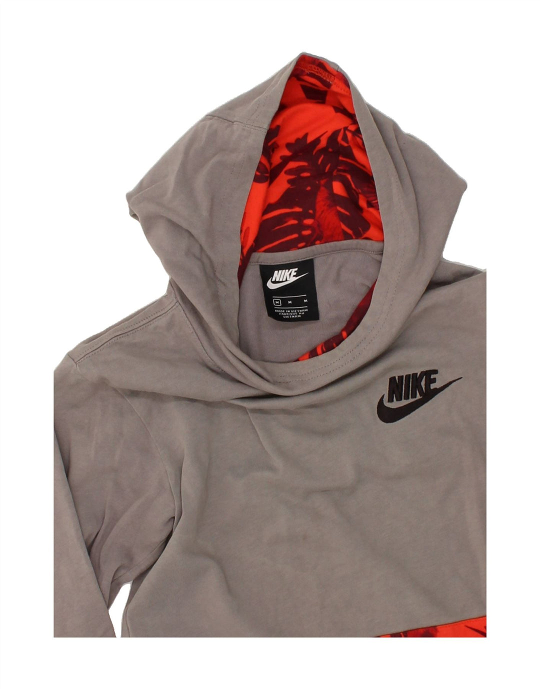 NIKE Womens Graphic Hoodie Jumper UK 12 Medium Grey Cotton Vintage Nike and Second-Hand Nike from Messina Hembry 