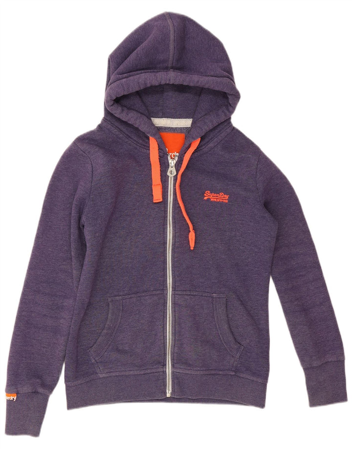 Superdry hættetrøje til kvinder med lynlås UK 14 medium lilla bomuld