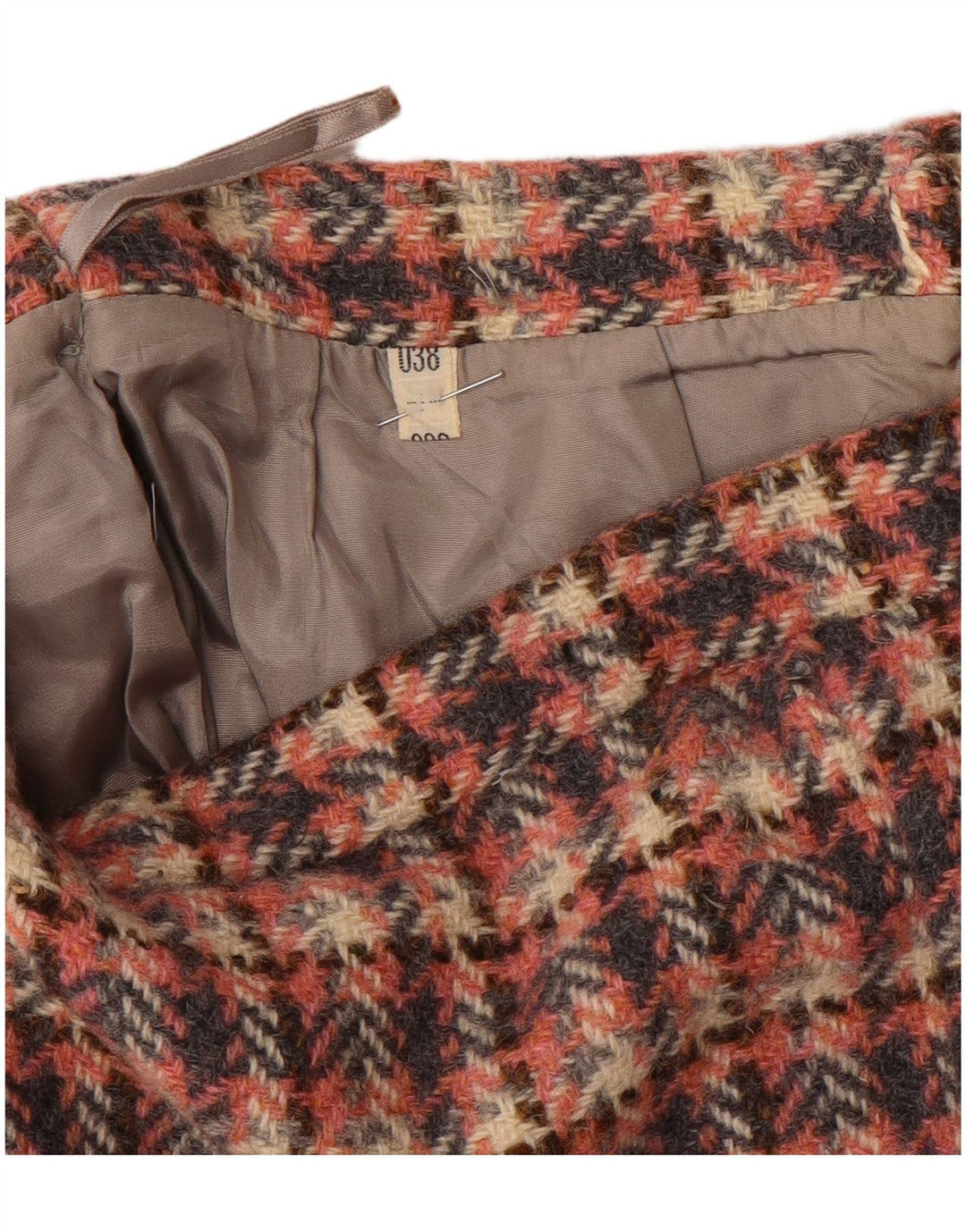 Vintage A-line nederdel til kvinder EU 38 Medium W28 Pink Houndstooth