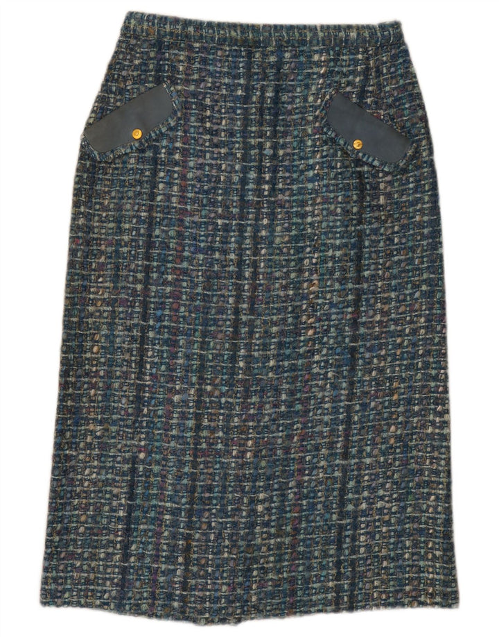Vintage lige nederdel til kvinder W28 Medium Blue Check