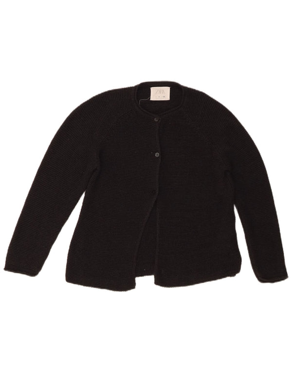 Zara Girls Cardigan Sweater 7-8 År Sort Akryl