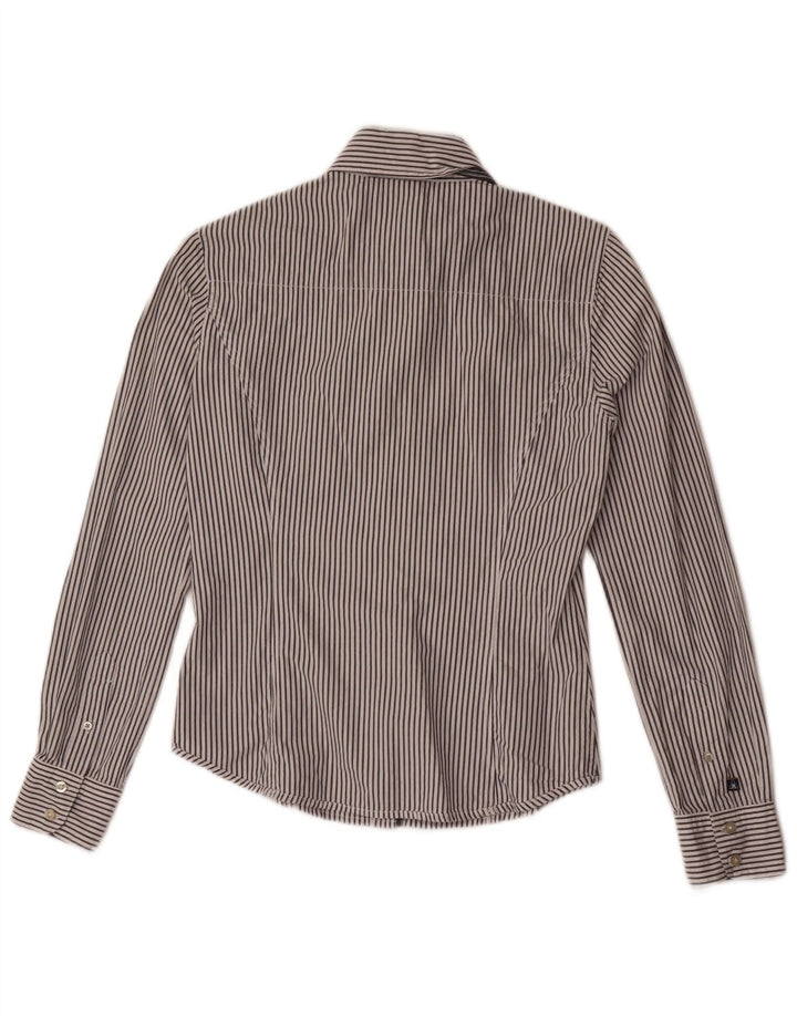 Gaastra Womens Shirt UK 10 Small Grey Pinstripe Bomuld