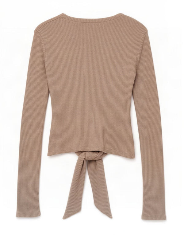Zara Womens Crop Top Langærmet UK 12 Medium Beige