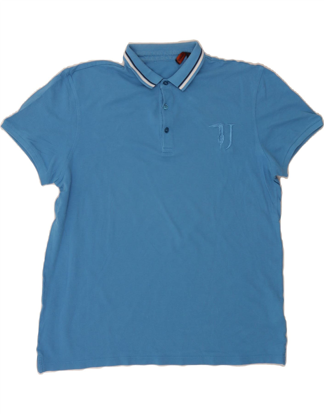 TRUSSARDI JEANS Mens Polo Shirt Large Blue Cotton Vintage Trussardi Jeans and Second-Hand Trussardi Jeans from Messina Hembry 