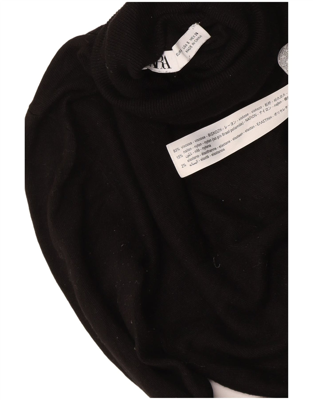 Zara Dame Roll Neck Jumper Sweater UK 10 Small Black Viscose