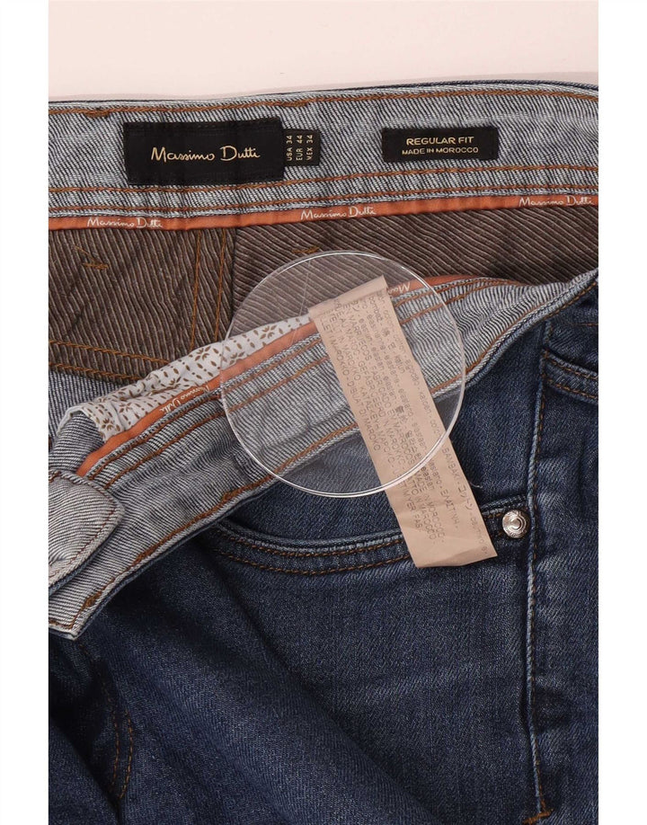 Massimo Dutti Dame Regular Fit Straight Jeans EU 44 Large W34 L28 Blå