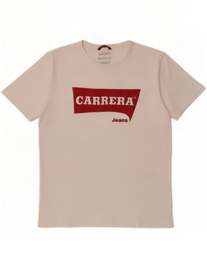 Carrera Herre grafisk T-shirt Top Medium Hvid Bomuld
