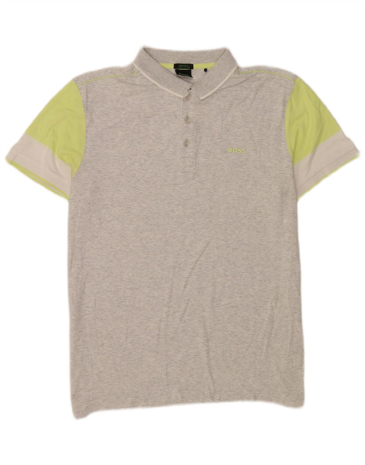 Hugo Boss Herre Regular Fit Polo Shirt Stor Grå Colourblock Bomuld