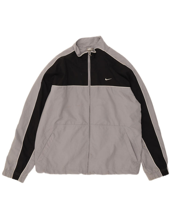 Nike træningsdragt til mænd, topjakke UK 41/43, stor grå farveblok polyester
