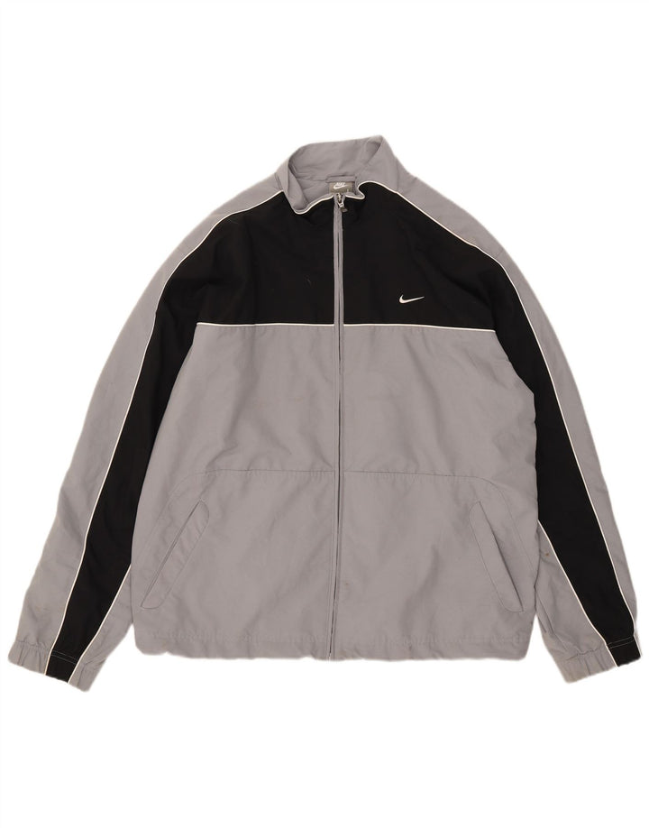 Nike træningsdragt til mænd, topjakke UK 41/43, stor grå farveblok polyester