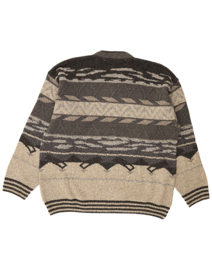 KOMPASKORT Herre V-hals sweater IT 52 Stor Grå Geometrisk