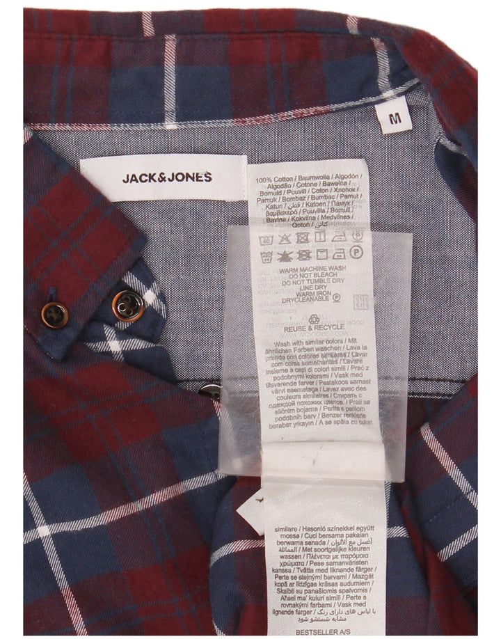 JACK & JONES Flanelskjorte til mænd Medium Bourgogne ternet bomuld