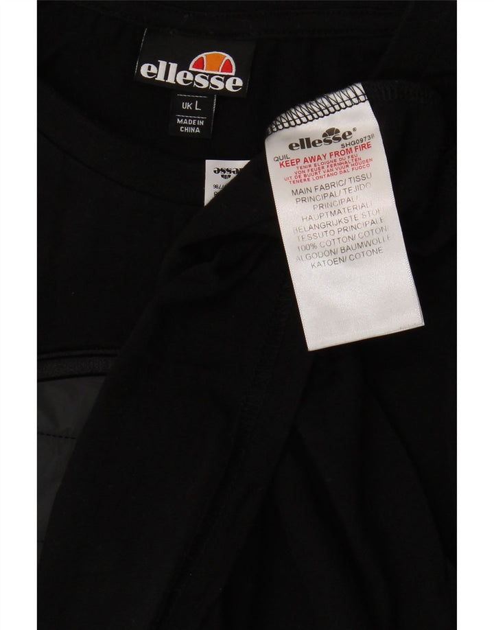 Ellesse Herre Grafisk T-Shirt Top Stor Sort Bomuld