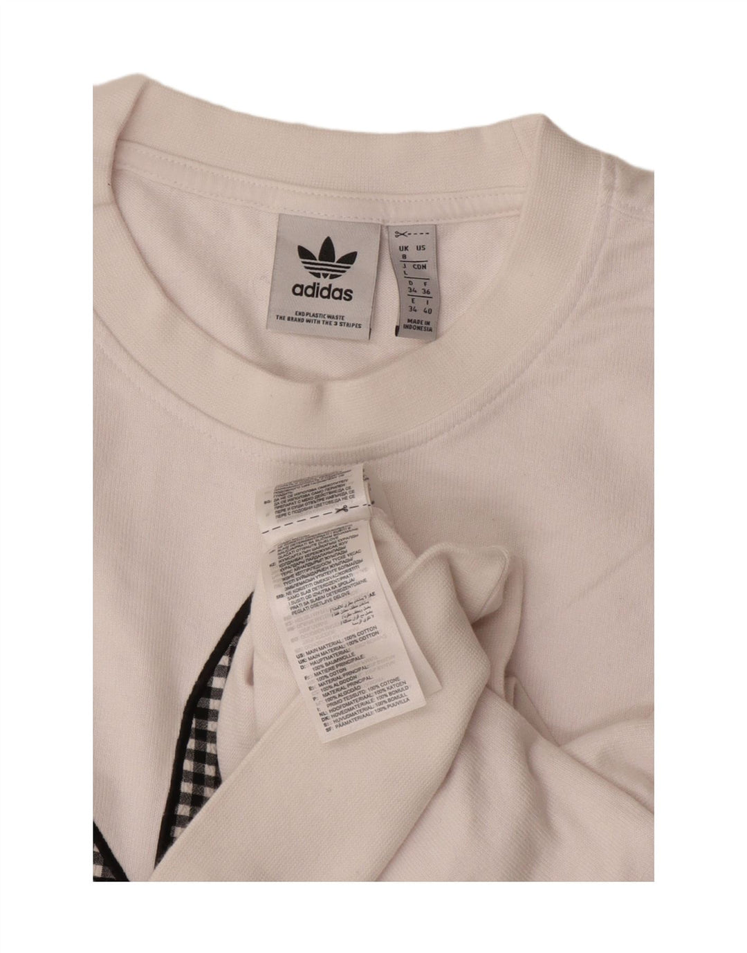 ADIDAS Womens Oversized Crop Graphic Sweatshirt Jumper UK 8 Small White