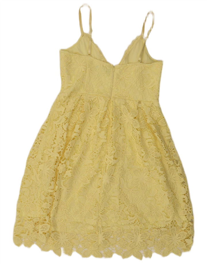 Lipsy Womens Lace Sundress UK 14 Medium Yellow Floral Polyester