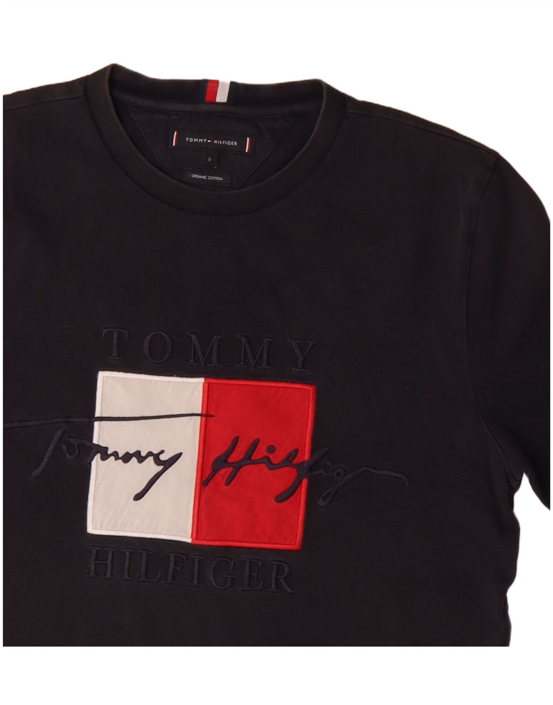 TOMMY HILFIGER Herre grafisk T-shirt Top Lille marineblå bomuld