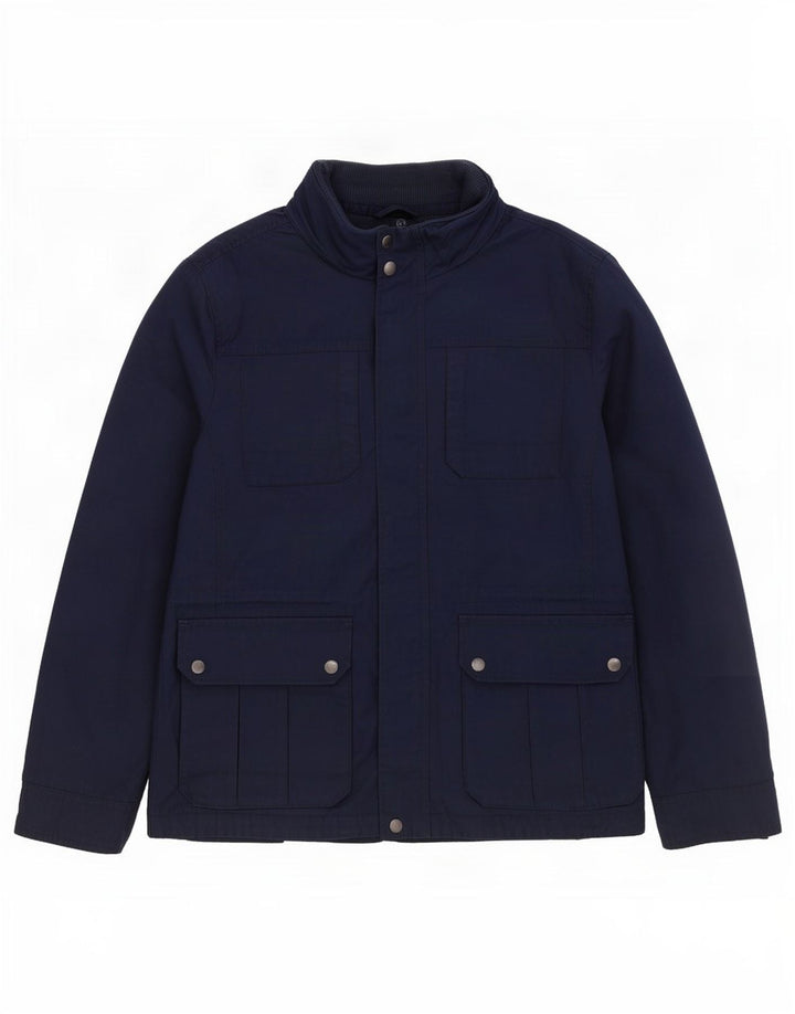 Fat Face Herre Hooded Utility Jacket UK 40 Large Navy Blue Polyester