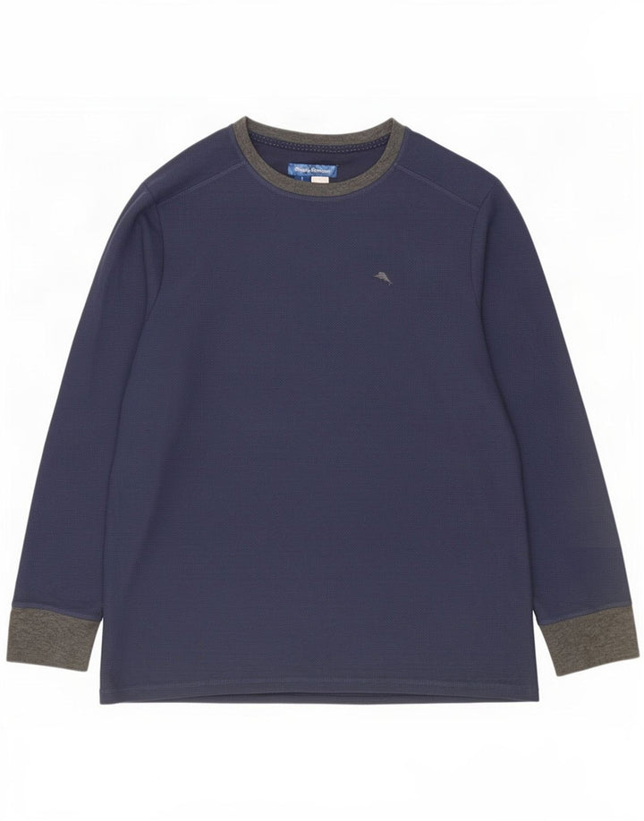 Tommy Bahama Herre Top Langærmet Large Navy Blue Colourblock Polyester