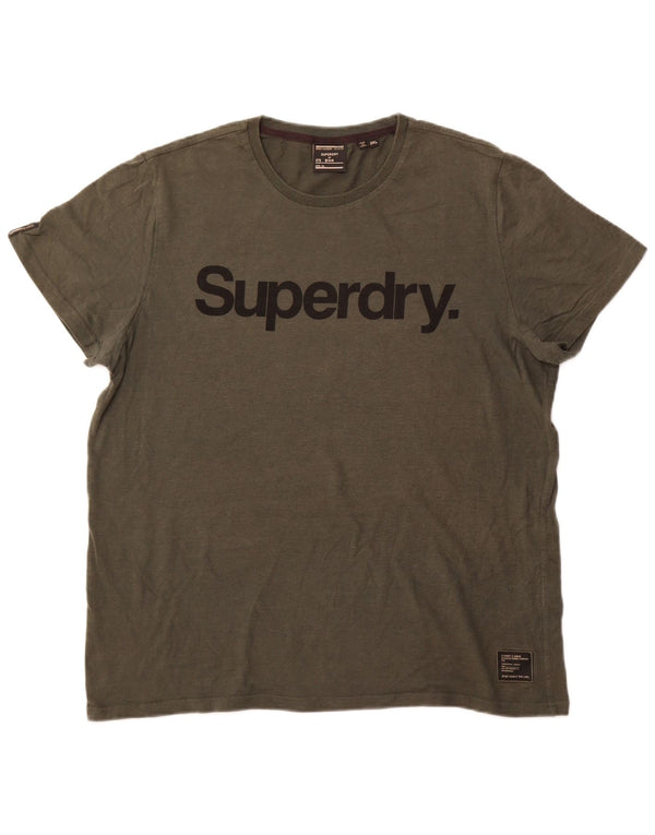 Superdry Herre grafisk T-shirt Top 3XL Khaki Bomuld