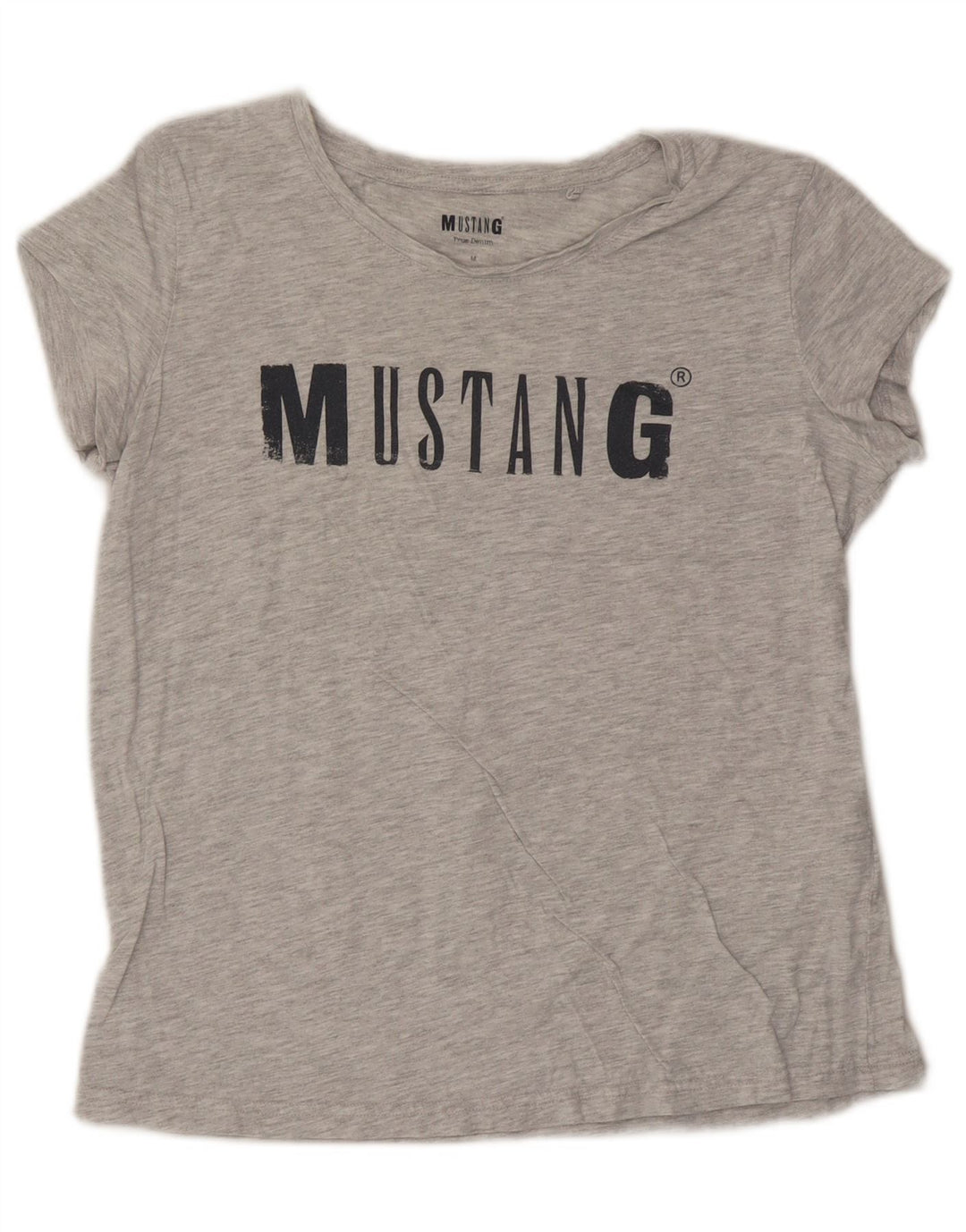 MUSTANG Grafisk T-shirt top til kvinder UK 14 Mellemgrå Flecked Bomuld