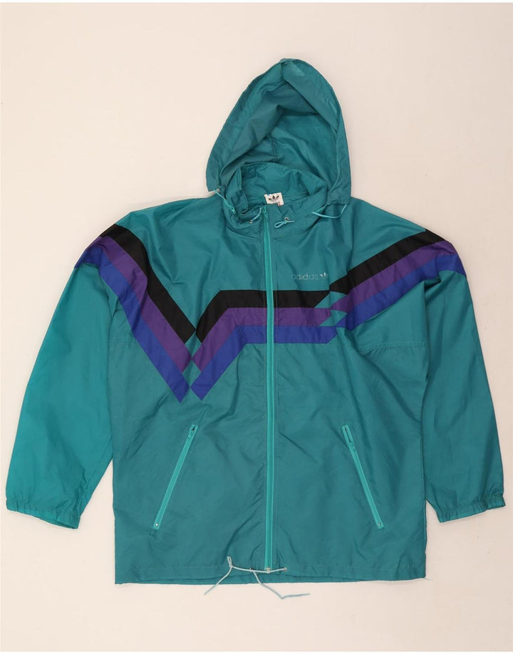 Adidas Regnjakke med hætte til mænd UK 38/40 Medium Turkis Colourblock