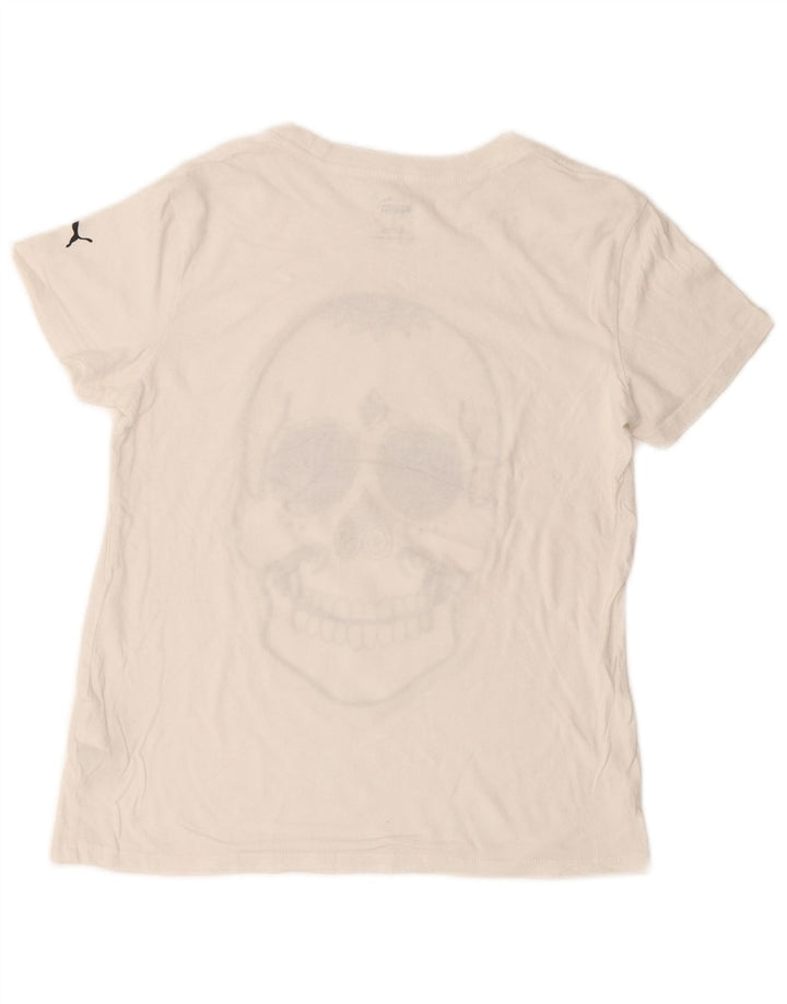 PUMA Grafisk T-shirt top til mænd, lille råhvid bomuld