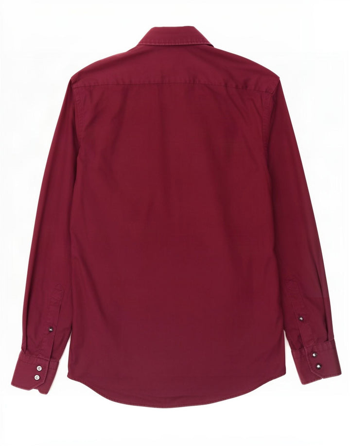 Hugo Boss Herre Regular Fit skjorte str. 38 15 Medium Bourgogne bomuld