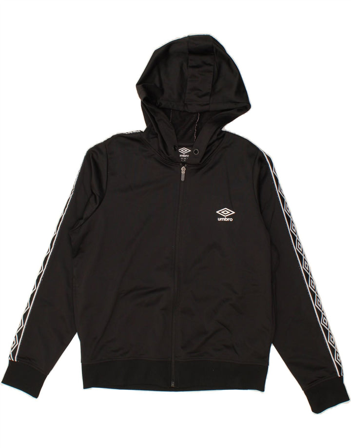 UMBRO Womens Graphic Zip Hoodie Sweater UK 16 Large Black Polyamide Vintage Umbro and Second-Hand Umbro from Messina Hembry 