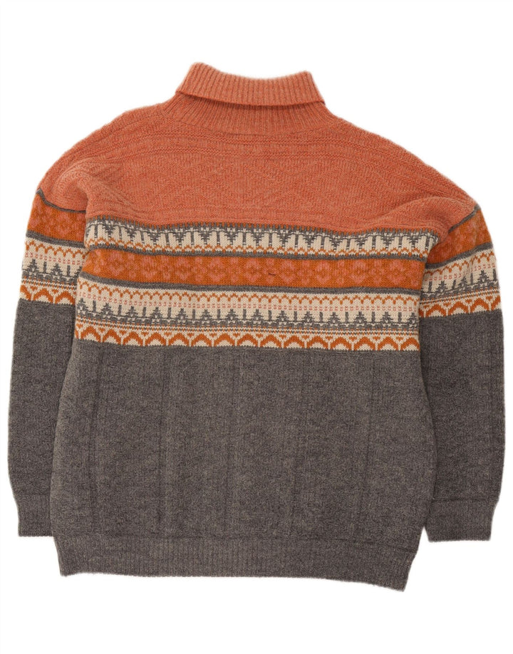 Vintage Herre rullehals sweater Large Orange Fair Isle