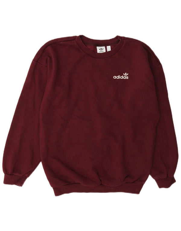Adidas Dame Oversized Sweatshirt Jumper UK 4 XS Bourgogne bomuld