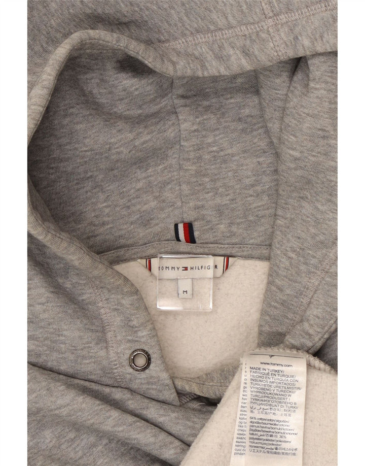 TOMMY HILFIGER oversized grafisk hættetrøje til kvinder UK 14 mellemgrå