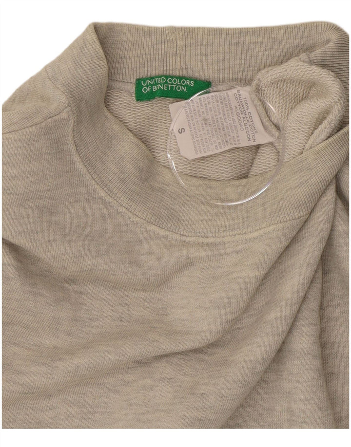 BENETTON Grafisk sweatshirt til mænd, lille grå farveblok bomuld