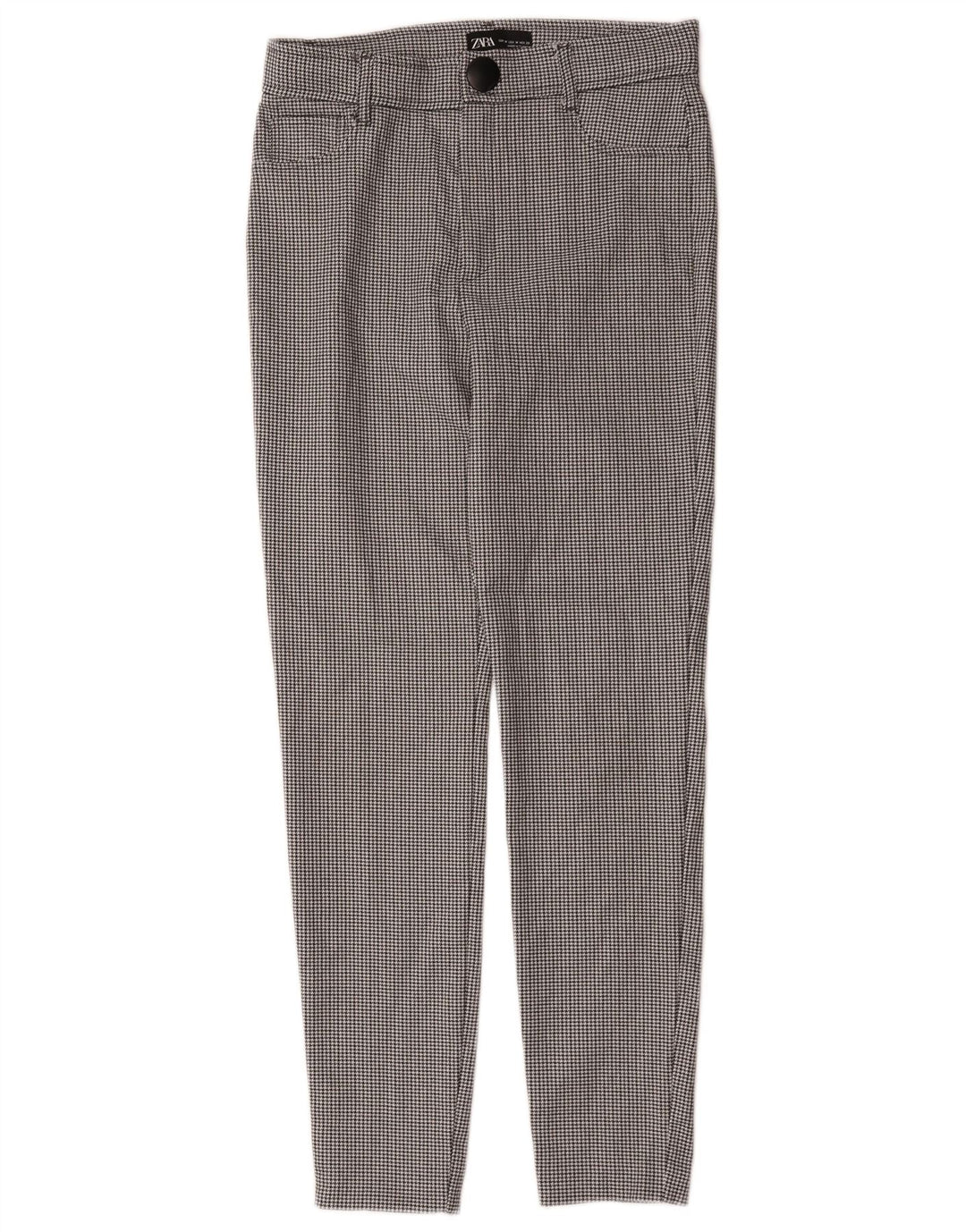 Zara Dame Slim Casual Bukser Medium W28 L27 Sort Houndstooth