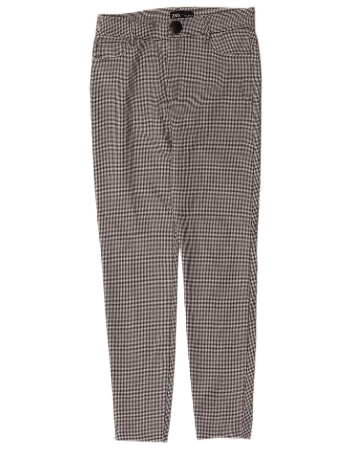 Zara Dame Slim Casual Bukser Medium W28 L27 Sort Houndstooth