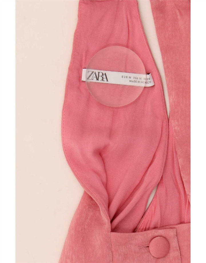 Zara Dame Maxi Halter Dress UK 12 Medium Pink Polyester