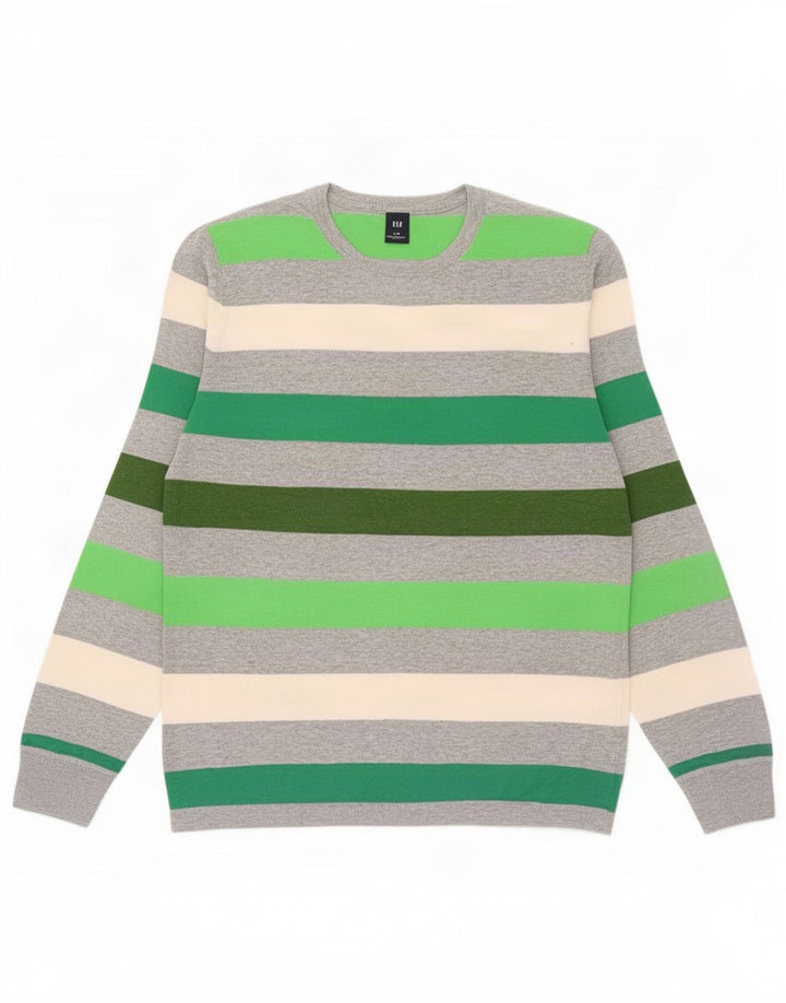 Gap herre rund hals sweater stor flerfarvet stribet bomuld