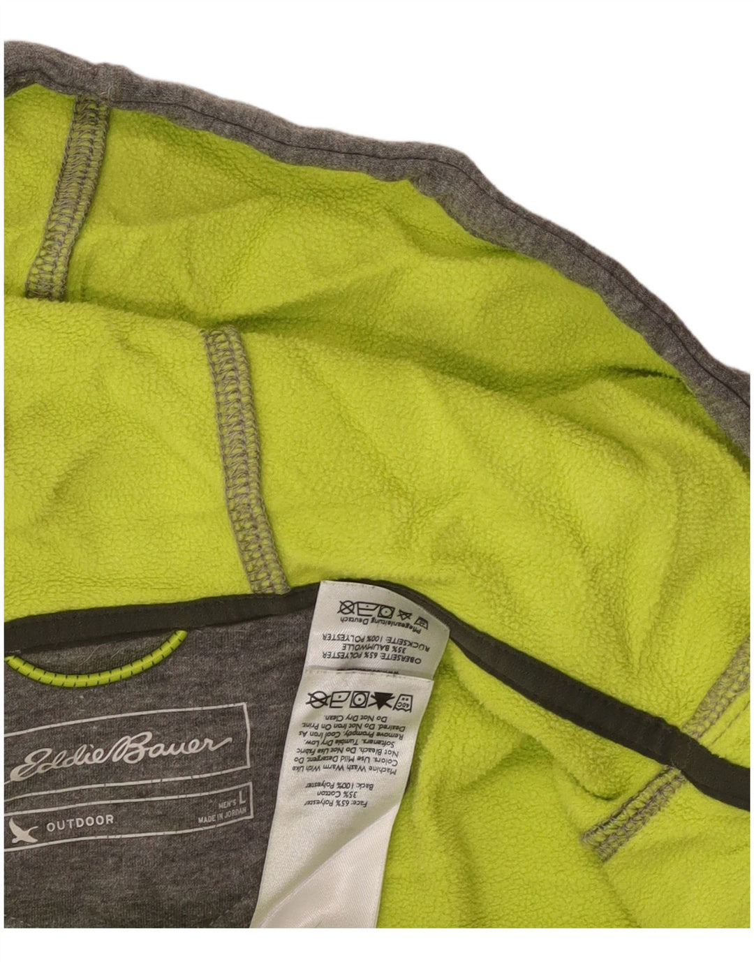 EDDIE BAUER Hættetrøje med lynlås til mænd Large Grå Polyester