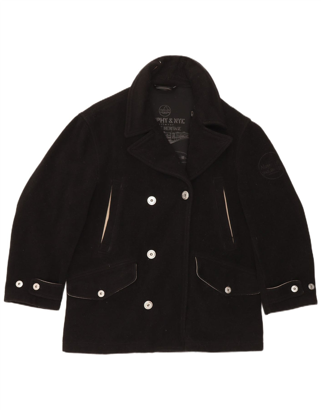 Murphy & Nye Dame Oversized Pea Coat UK 14 Medium Black Wool