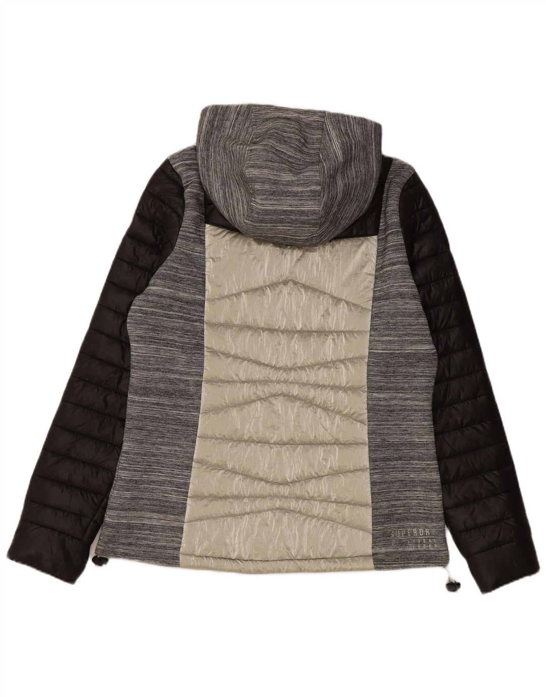 SUPERDRY Polstret hættejakke til kvinder UK 12 Medium Grey Colourblock