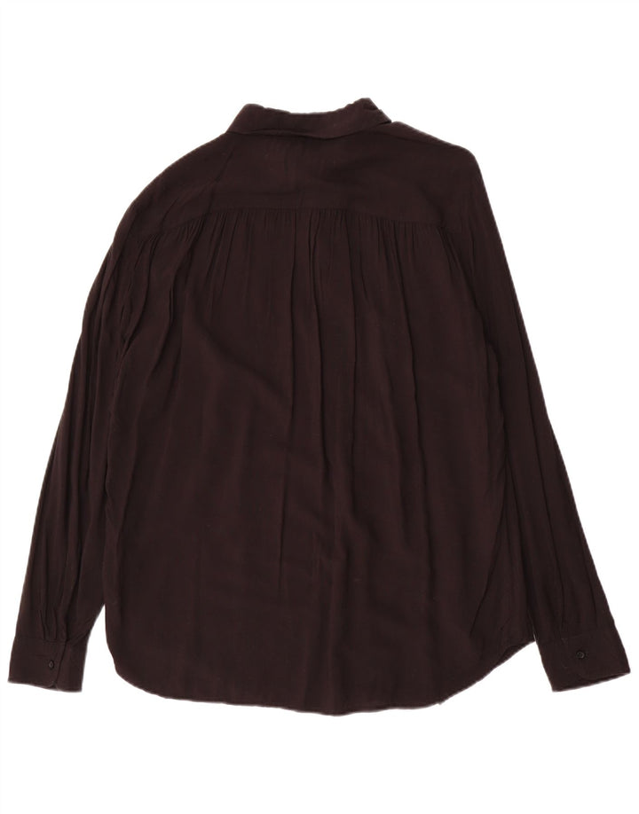 Benetton Womens Oversized skjortebluse UK 16 Large Black Viscose