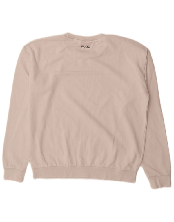 Fila Dame Grafisk Sweatshirt Jumper UK 14 Medium White
