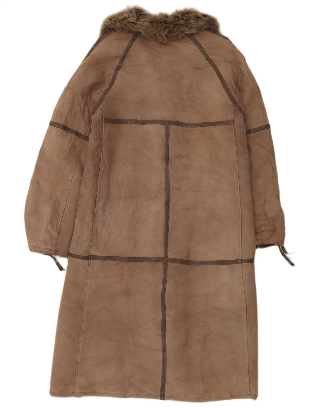 VINTAGE Shearling Coat til kvinder UK 14 Medium Beige