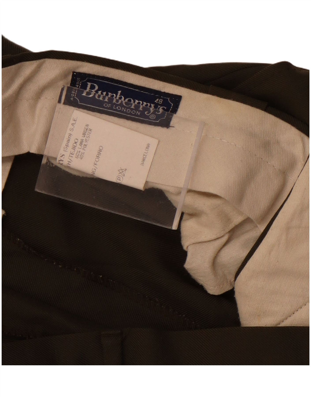 Burberrys Lige jakkesæt til mænd W36 L27 Khaki Wool