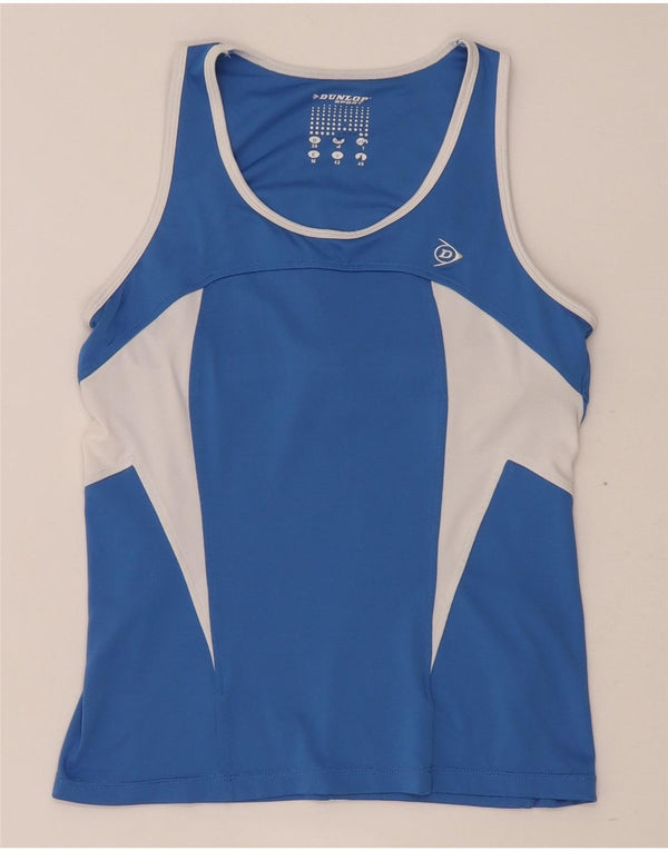 Dunlop Damevest Top UK 12 Medium Blue Colourblock Polyester