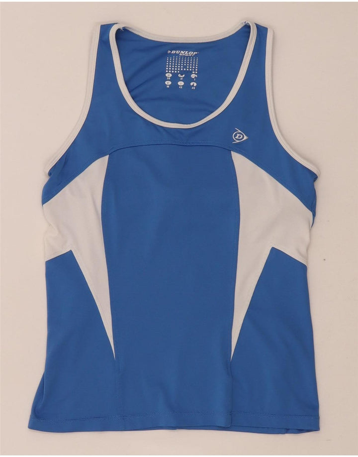 Dunlop Damevest Top UK 12 Medium Blue Colourblock Polyester