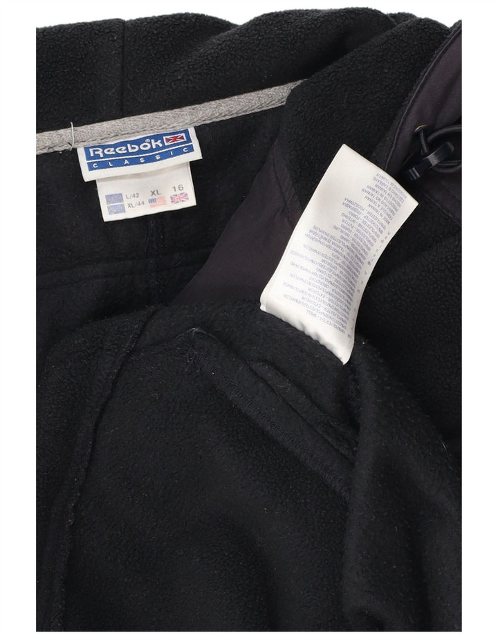 REEBOK Dame Oversized Fleecejakke UK 16 Large Black Colourblock