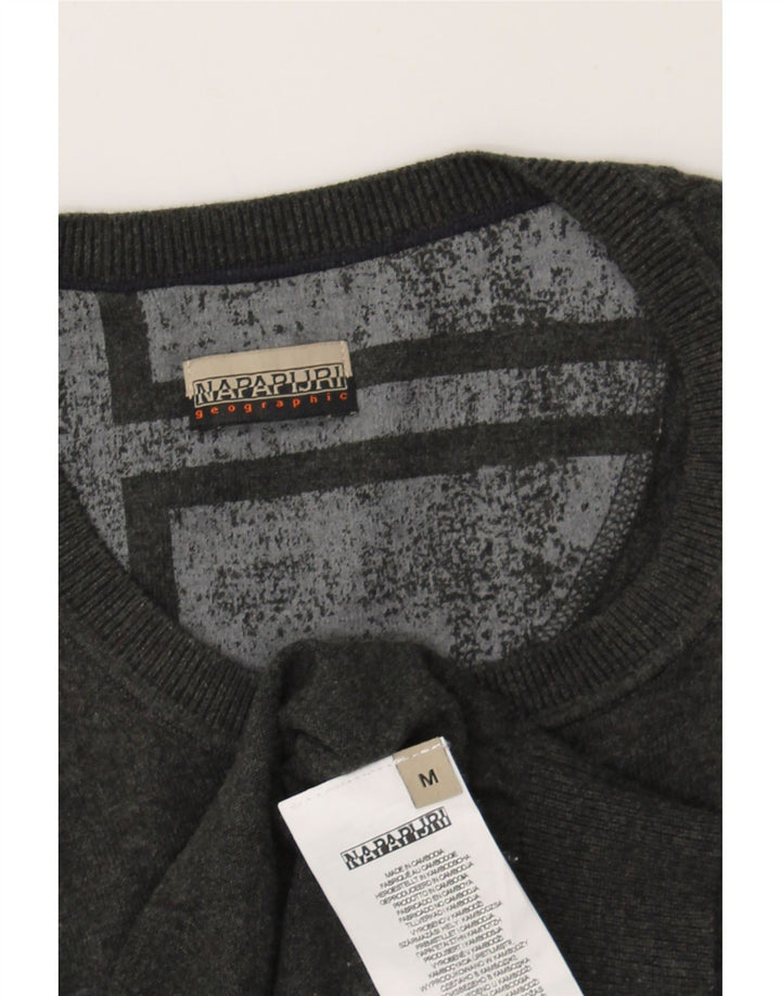 NAPAPIJRI Mens Crew Neck Jumper Sweater Medium Grey Cotton Vintage Napapijri and Second-Hand Napapijri from Messina Hembry 