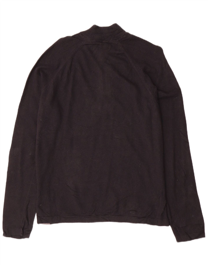 Eddie Bauer Herre Zip Neck Jumper Sweater Stor Sort Rayon