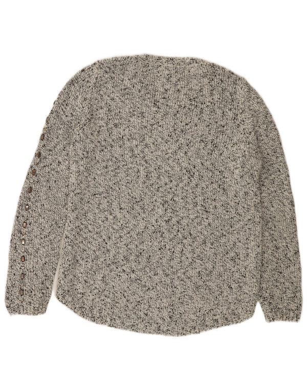 Marks & Spencer Dame Boat Neck Jumper Sweater UK 16 Large Grey Flecked