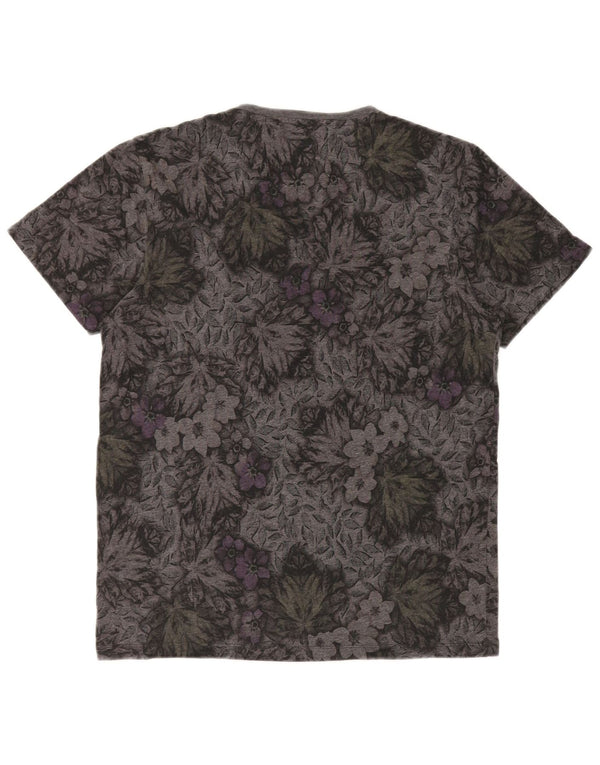 Ted Baker Herre T-Shirt Top Medium Grey Floral